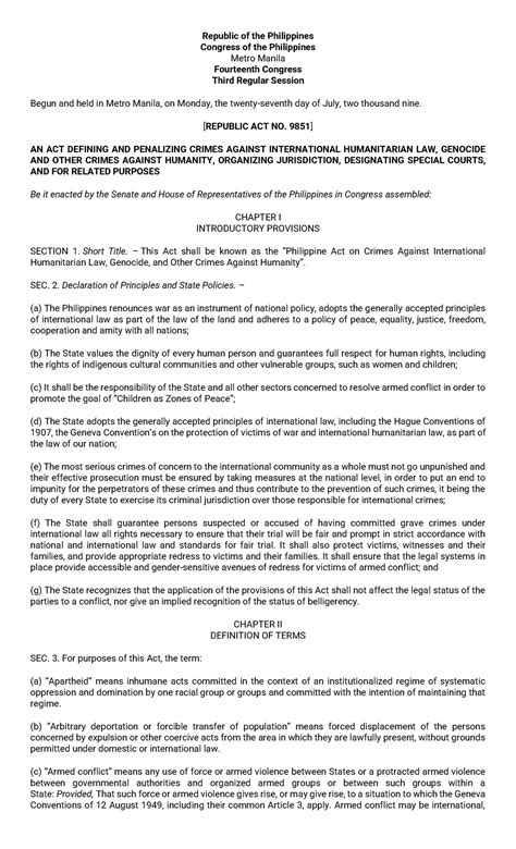 Republic Act No. 9851 .